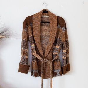 Vintage 70s Brutus Aztec Western Wrap Cardigan Sweater